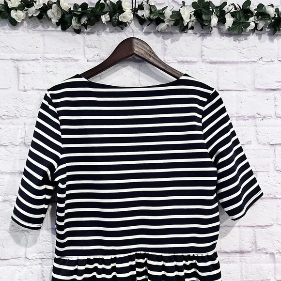 Gap Navy White Striped Fit and Flare Stretch Jersey Dress Large - Picture 4 of 8